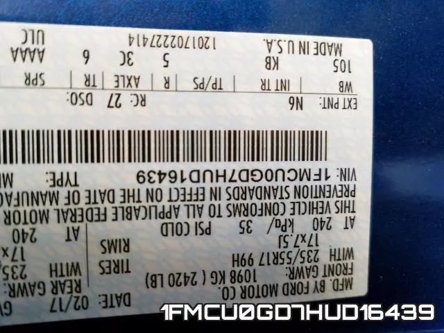 1FMCU0GD7HUD16439 фото 2