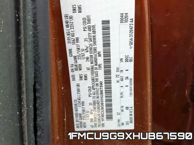 1FMCU9G9XHUB67590 фото 2