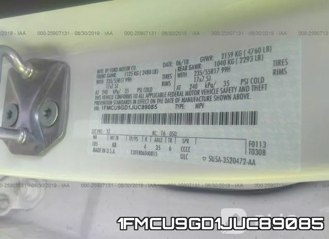 1FMCU9GD1JUC89085 фото 10