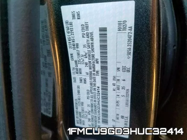 1FMCU9GD3HUC32414 фото 2