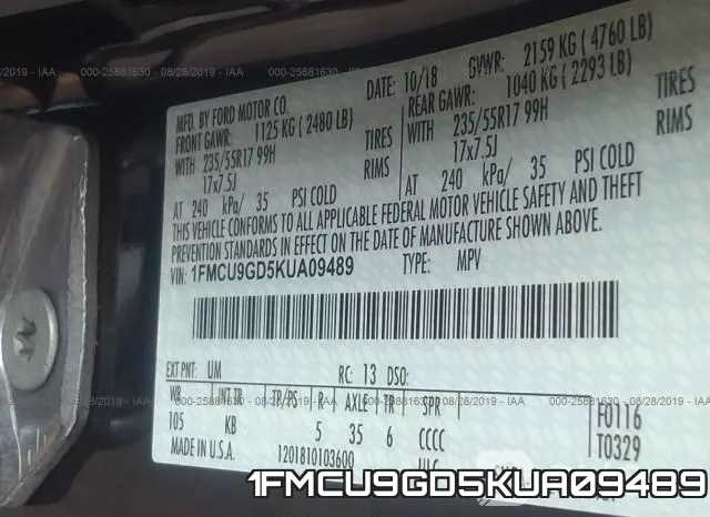 1FMCU9GD5KUA09489 фото 10