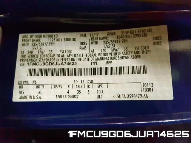 1FMCU9GD6JUA74625 фото 2