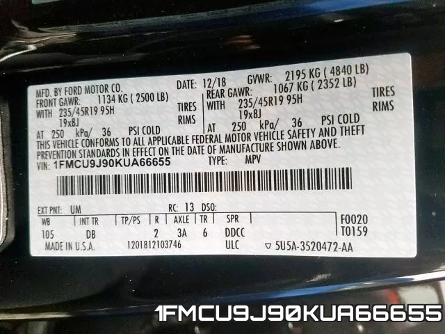 1FMCU9J90KUA66655 фото 2