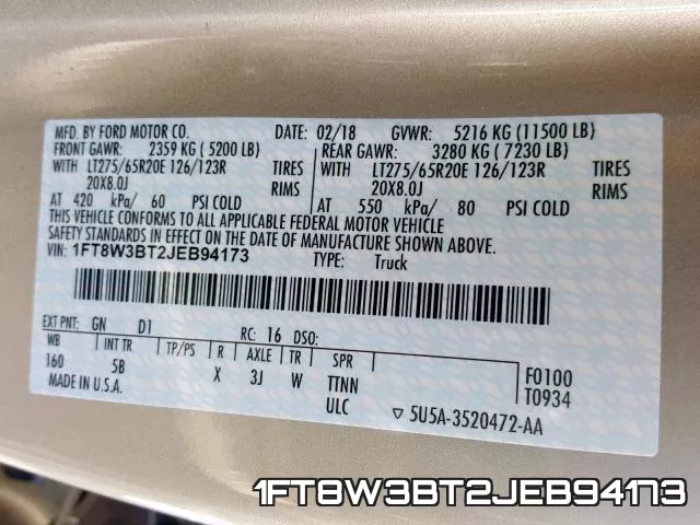 1FT8W3BT2JEB94173 фото 2