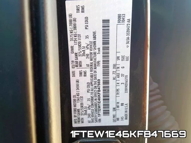 1FTEW1E46KFB47669 фото 2