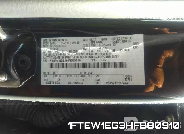 1FTEW1EG3HFB80910 фото 10