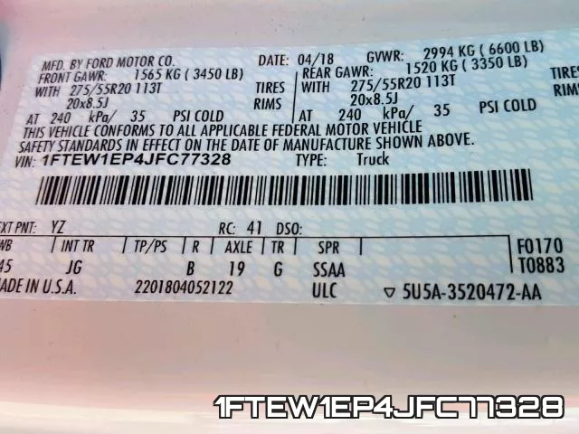1FTEW1EP4JFC77328 фото 2