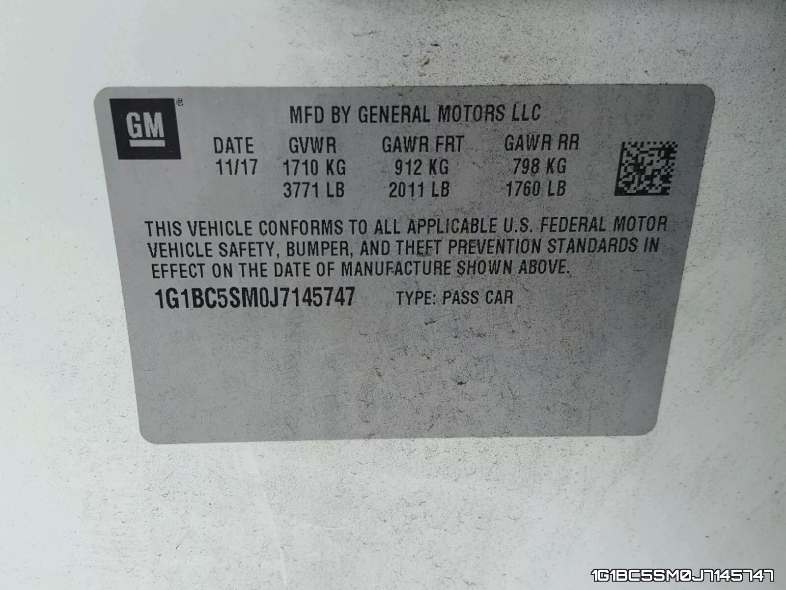 1G1BC5SM0J7145747 фото 2