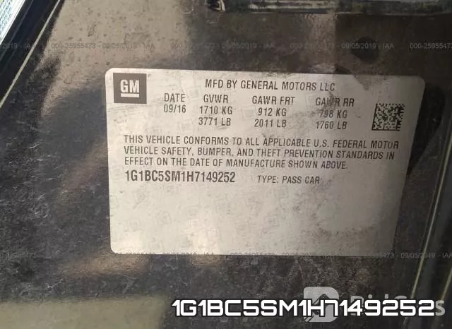 1G1BC5SM1H7149252 фото 10