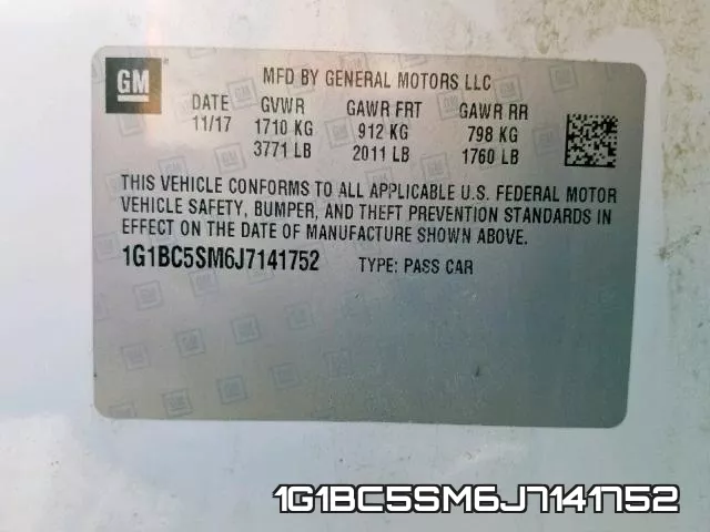 1G1BC5SM6J7141752 фото 2