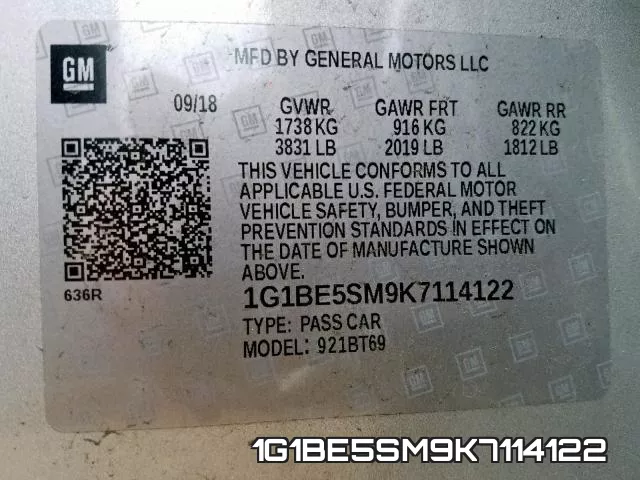 1G1BE5SM9K7114122 фото 2