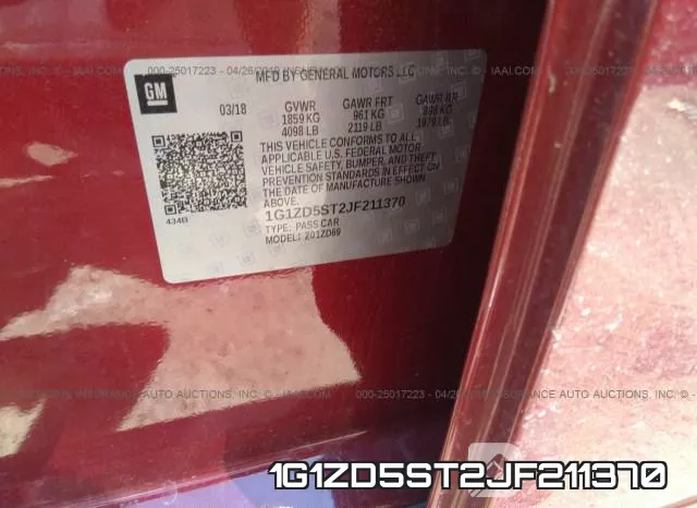 1G1ZD5ST2JF211370 фото 10