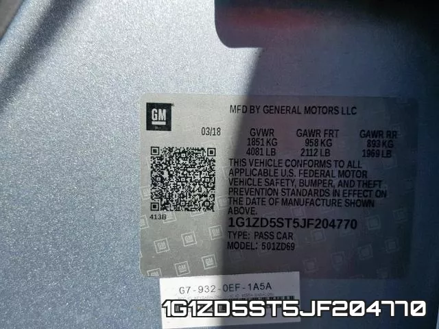 1G1ZD5ST5JF204770 фото 2