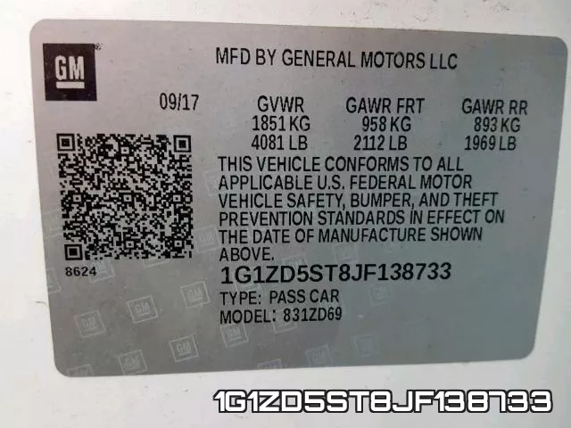 1G1ZD5ST8JF138733 фото 2