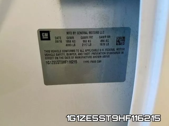 1G1ZE5ST9HF116215 фото 2
