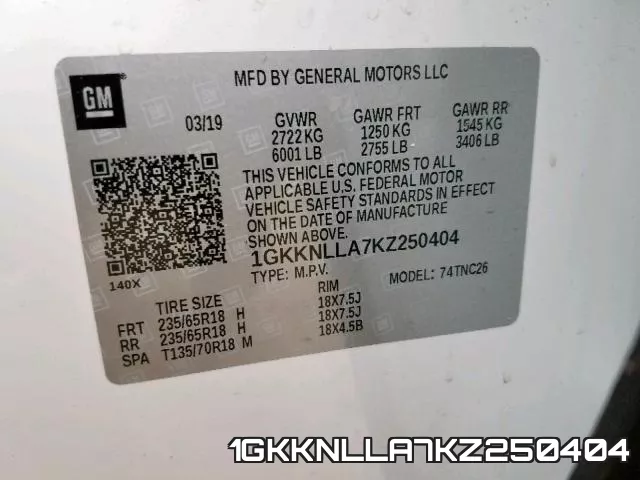 1GKKNLLA7KZ250404 фото 2