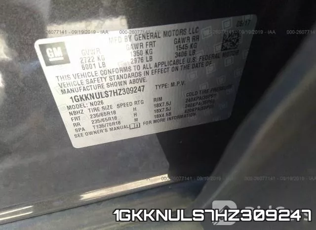1GKKNULS7HZ309247 фото 10