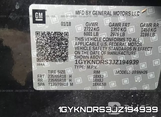 1GYKNDRS3JZ194939 фото 10