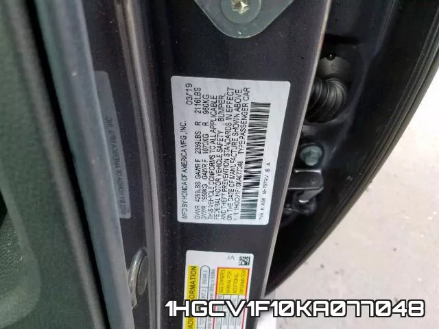 1HGCV1F10KA077048 фото 2
