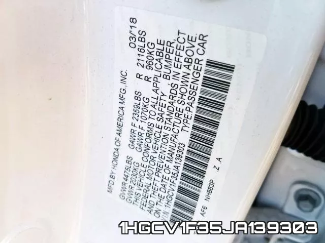 1HGCV1F35JA139303 фото 2
