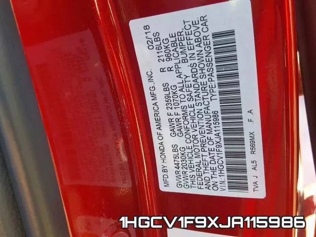 1HGCV1F9XJA115986 фото 2