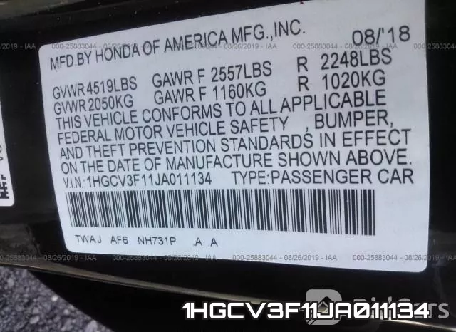 1HGCV3F11JA011134 фото 10
