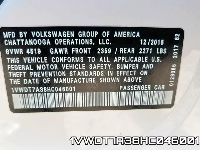1VWDT7A38HC046001 фото 2