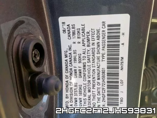 2HGFC2F72JH593831 фото 2