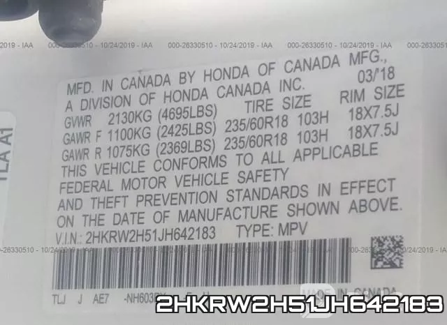 2HKRW2H51JH642183 фото 10