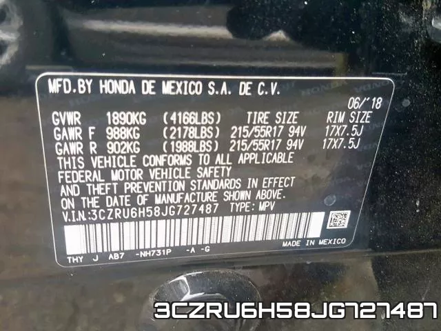 3CZRU6H58JG727487 фото 2