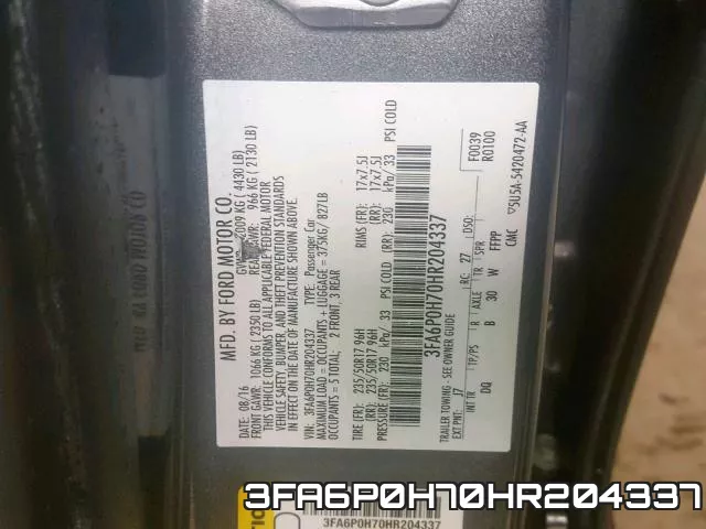 3FA6P0H70HR204337 фото 2