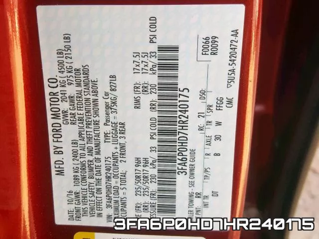 3FA6P0HD7HR240175 фото 2
