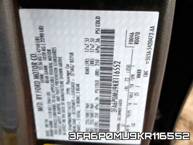 3FA6P0MU9KR116552 фото 2