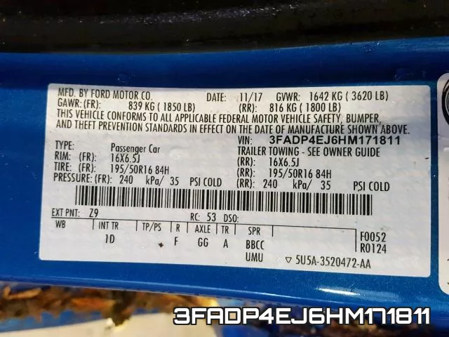 3FADP4EJ6HM171811 фото 2