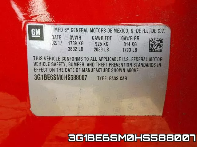 3G1BE6SM0HS588007 фото 2