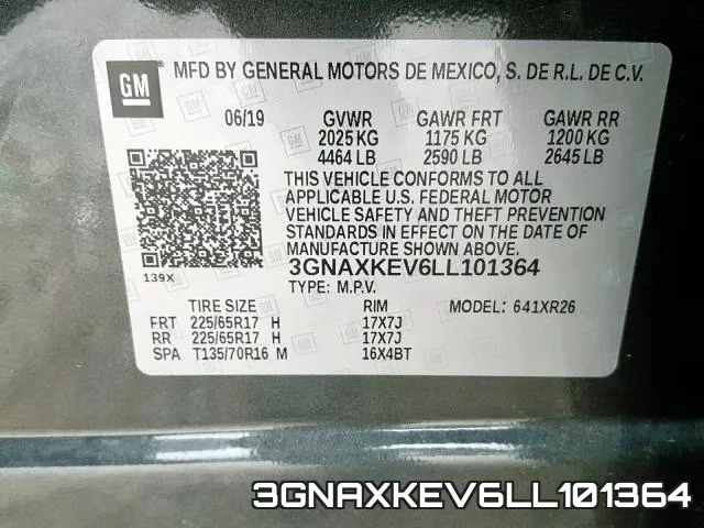 3GNAXKEV6LL101364 фото 2