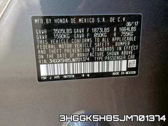 3HGGK5H85JM701374 фото 2