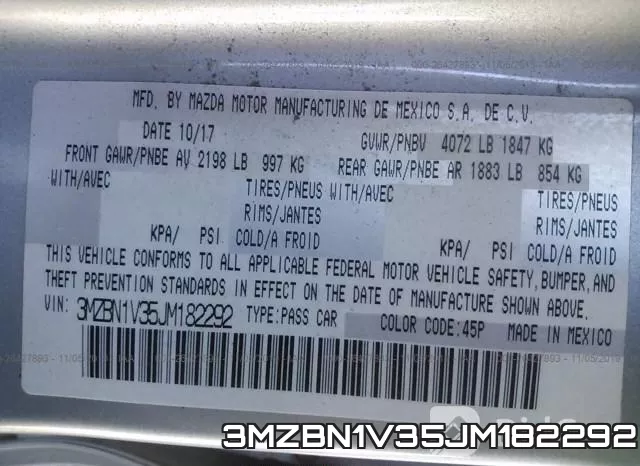 3MZBN1V35JM182292 фото 10