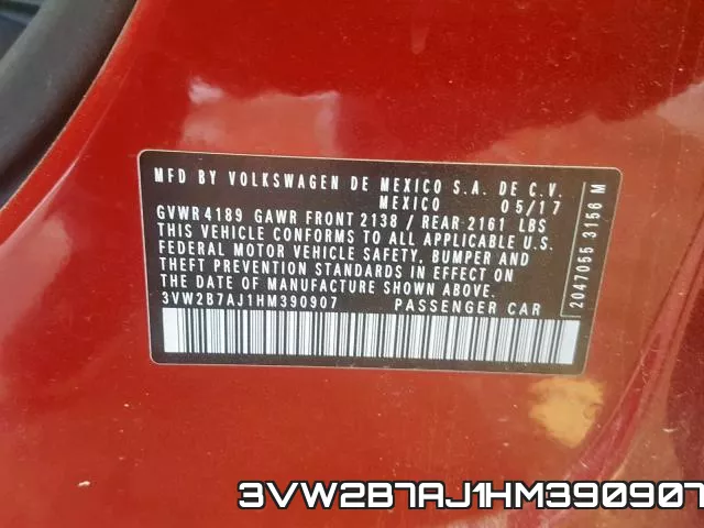 3VW2B7AJ1HM390907 фото 2