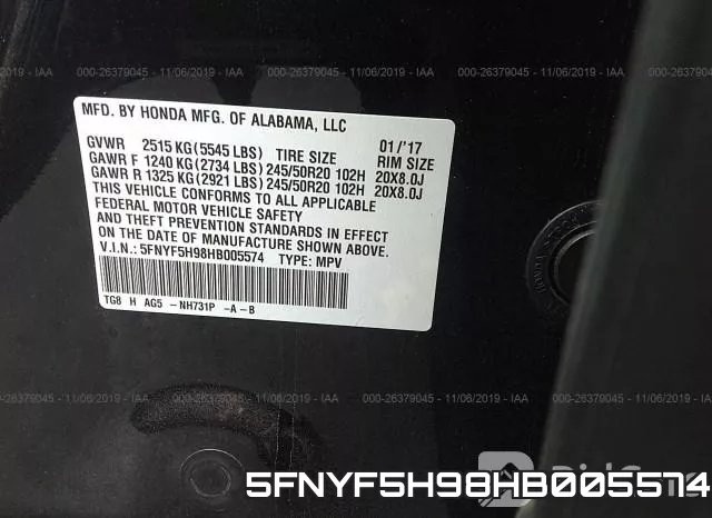 5FNYF5H98HB005574 фото 10