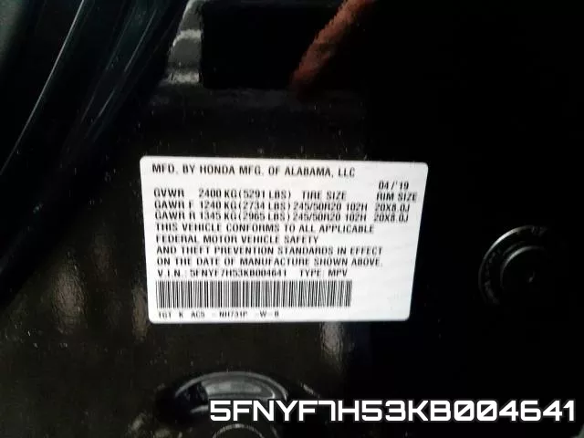 5FNYF7H53KB004641 фото 2