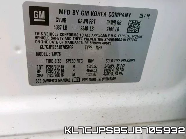 KL7CJPSB5JB705932 фото 2