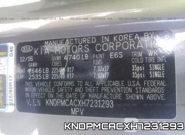 KNDPMCACXH7231293 фото 10
