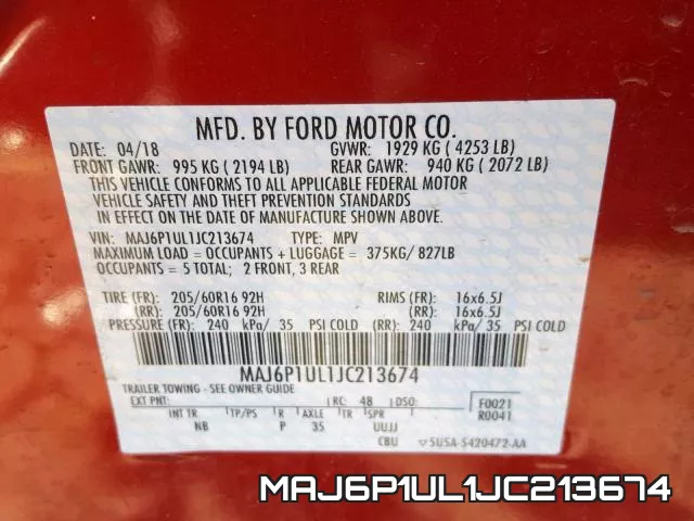 MAJ6P1UL1JC213674 фото 2