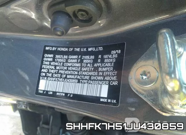 SHHFK7H51JU430859 фото 10
