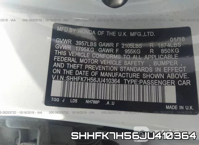 SHHFK7H56JU410364 фото 9