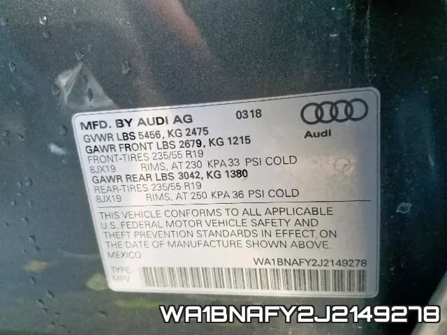 WA1BNAFY2J2149278 фото 2