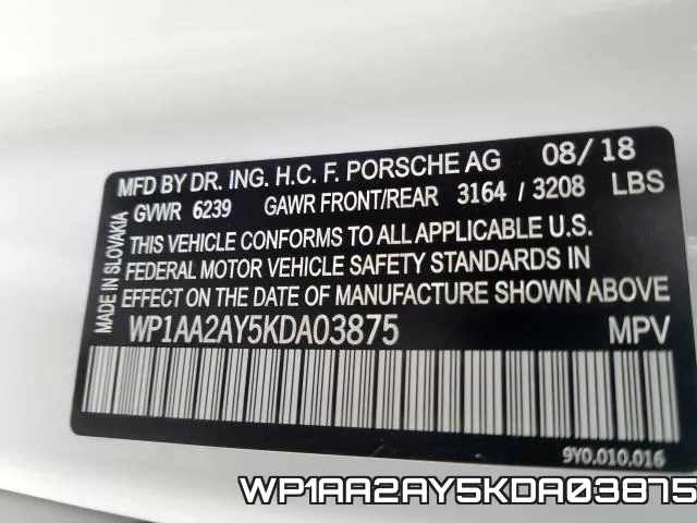 WP1AA2AY5KDA03875 фото 2