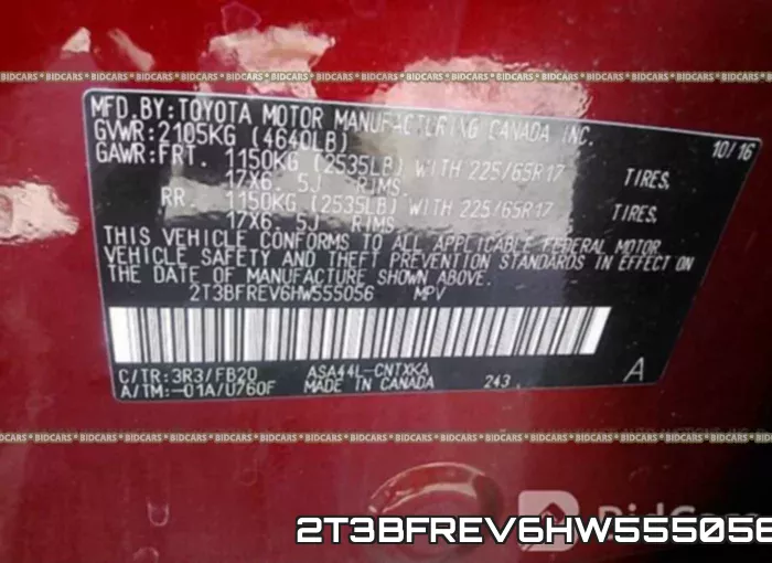 2T3BFREV6HW555056 фото 10