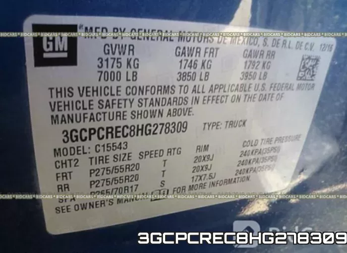3GCPCREC8HG278309 фото 10